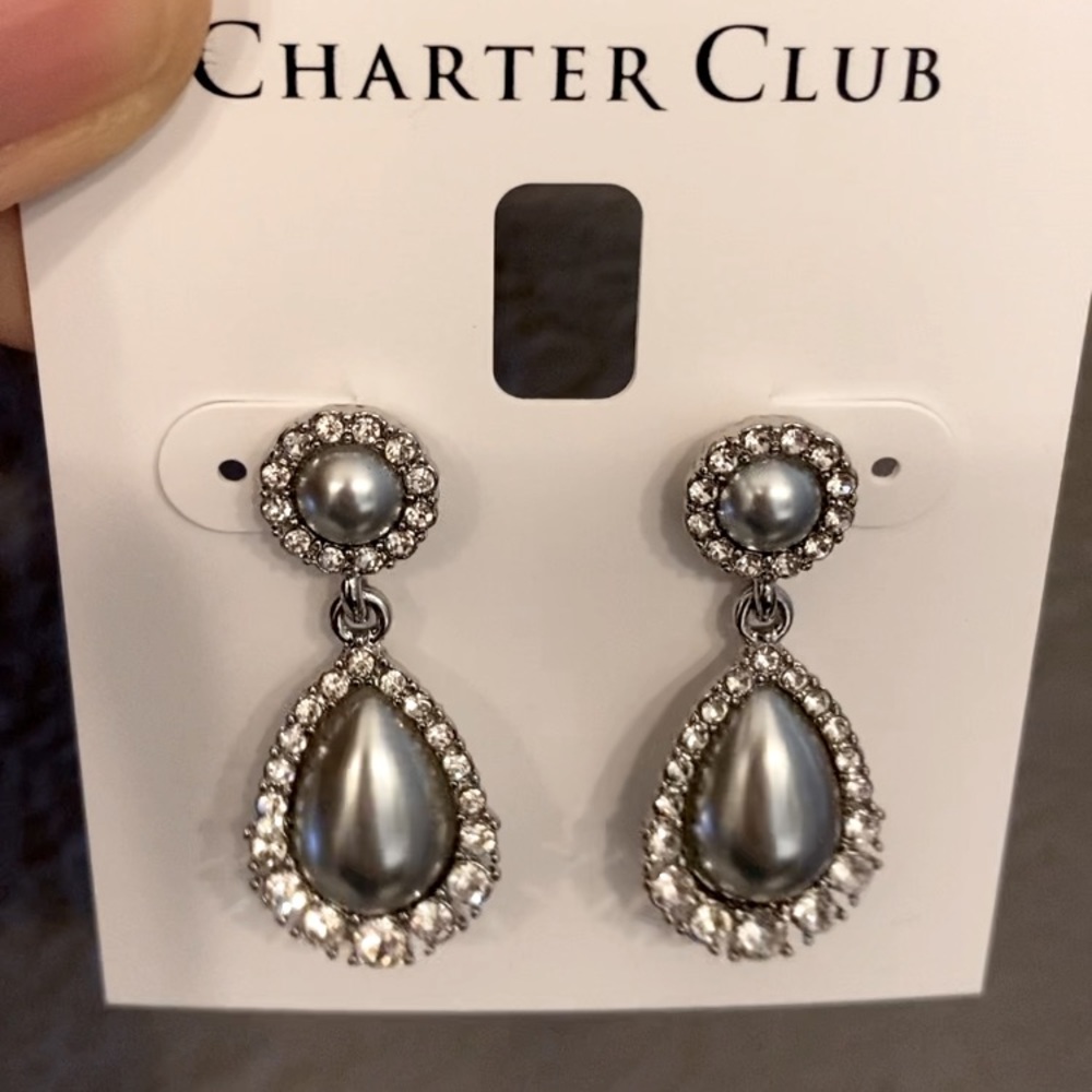 Earrings. Charter Club. Beautiful. NWT. Price blackened out.